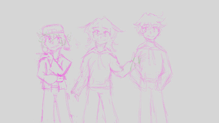 [finished wip] the triooo redraw sketch